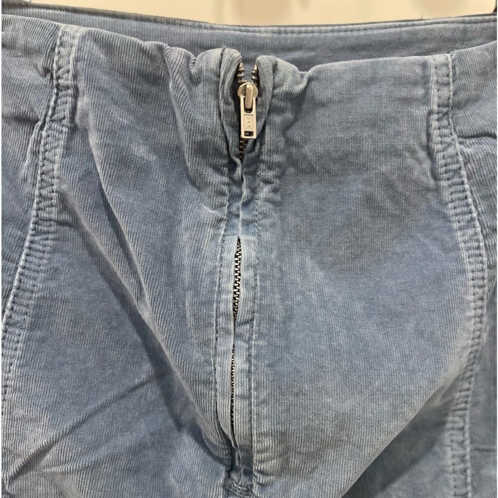 Free People Modern Femme Cord Mini Skirt In Metal Blue .Size 4 - Picture 9 of 13